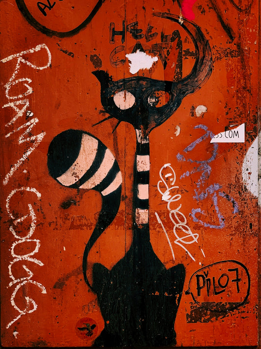 graffiti black cat wall decor