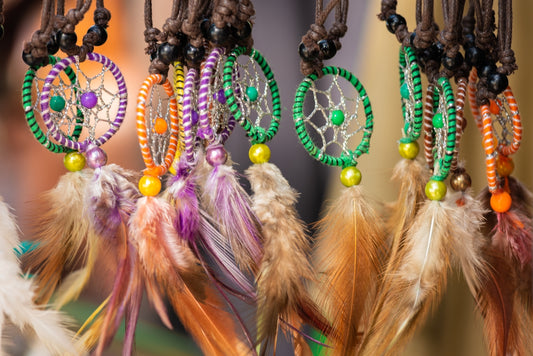 black green and purple beaded necklace