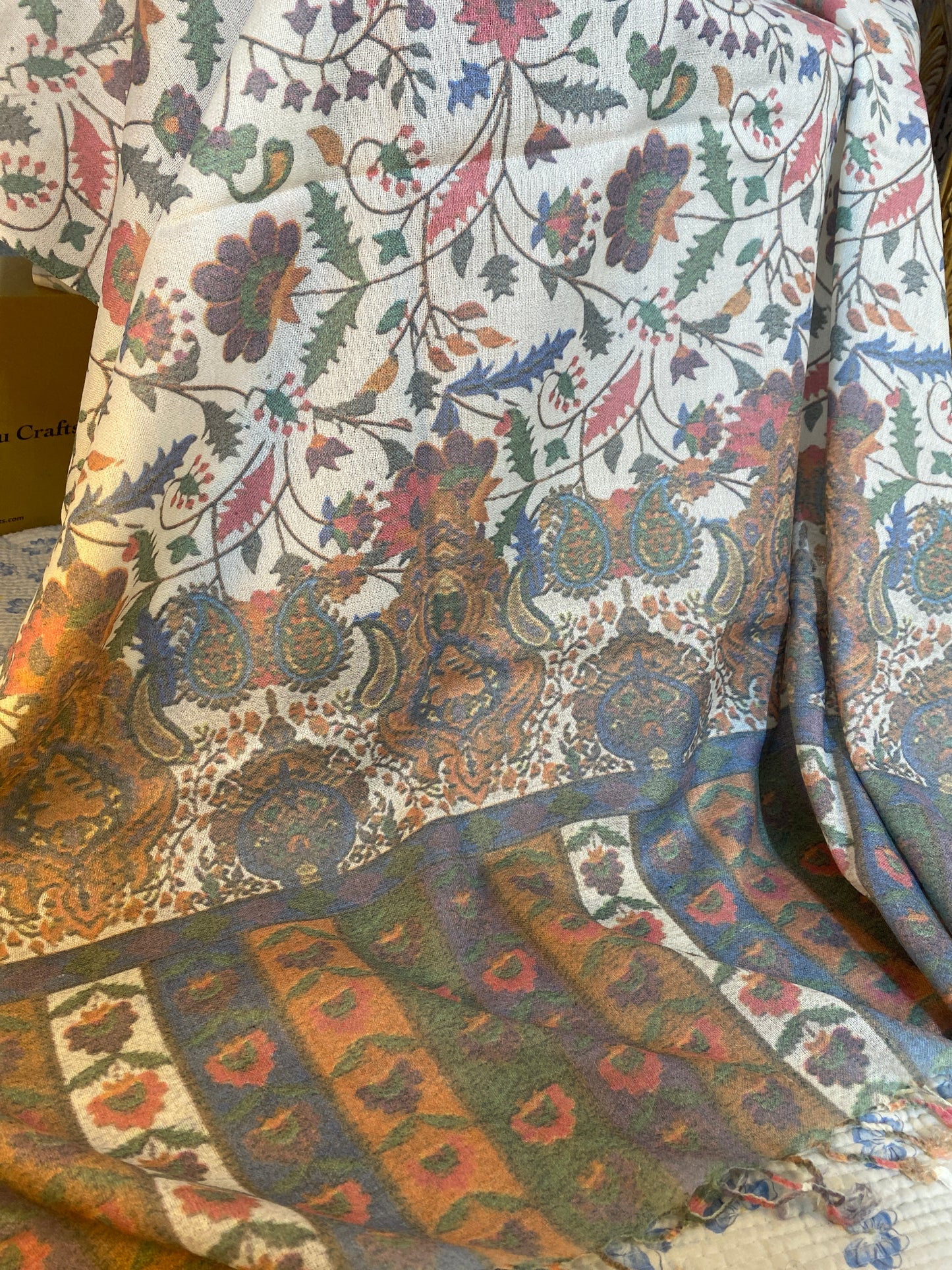 Swati Print Wool Half White D