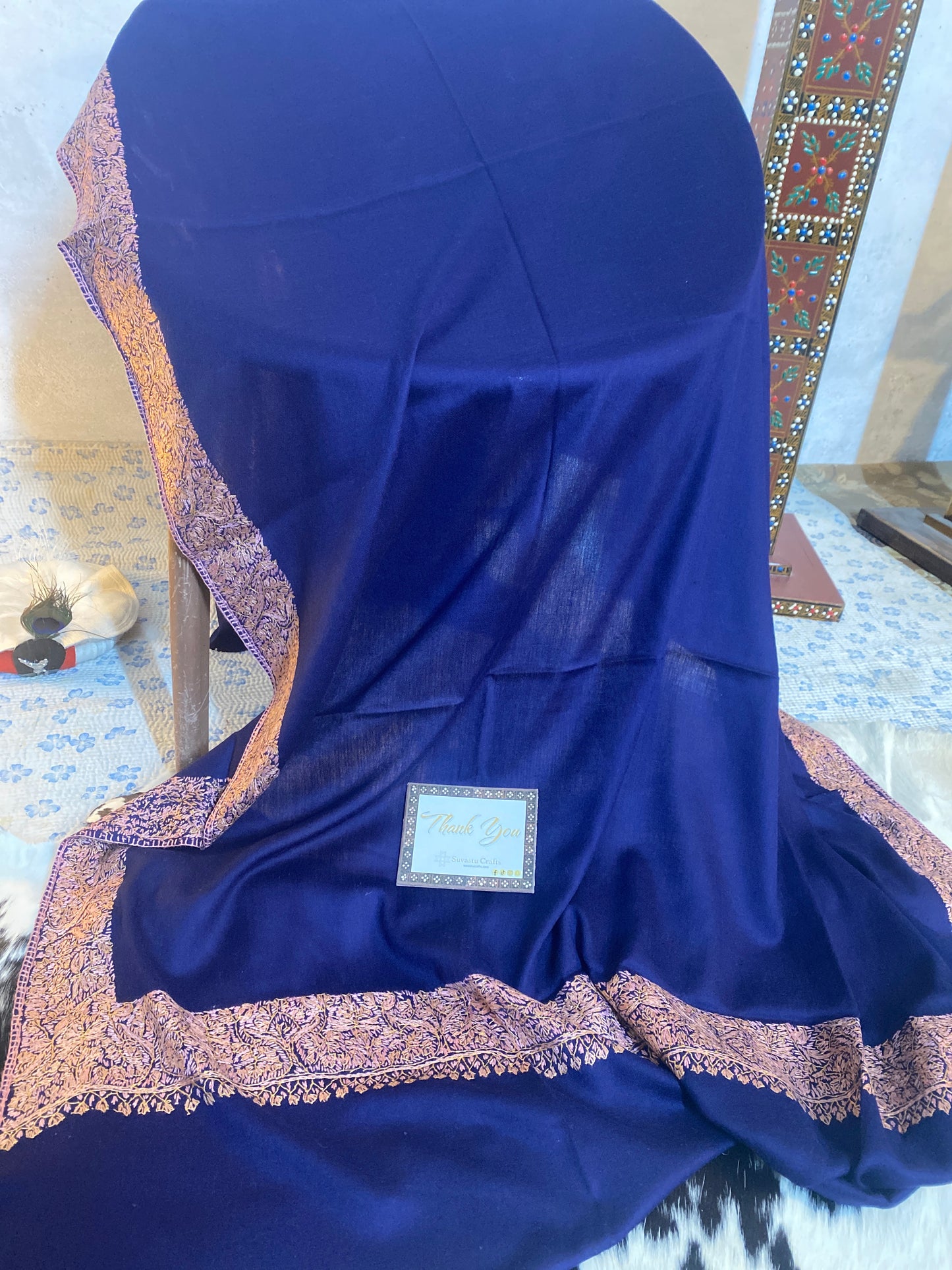 Kashmiri Pashmina Sui Jal Blue A