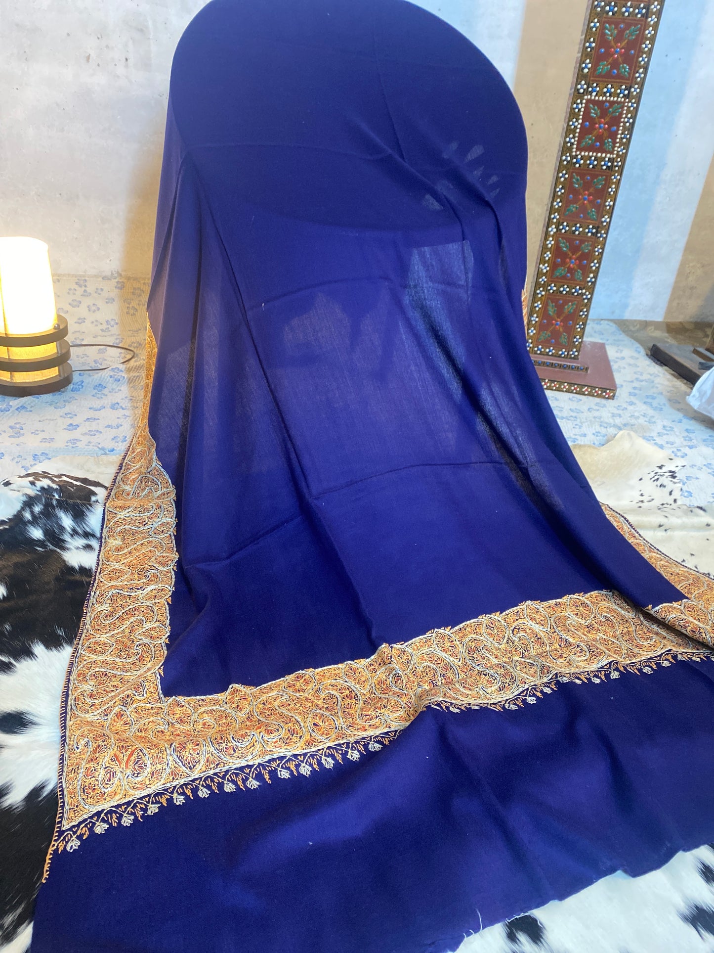 Kashmiri Pashmina Sui Jal Blue F