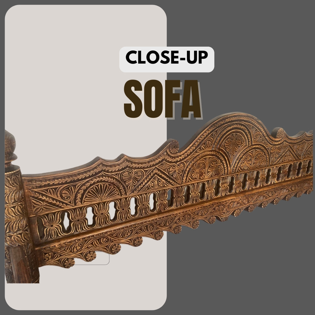 Swati Hand-Carved Wooden Sofa (3-Seater)