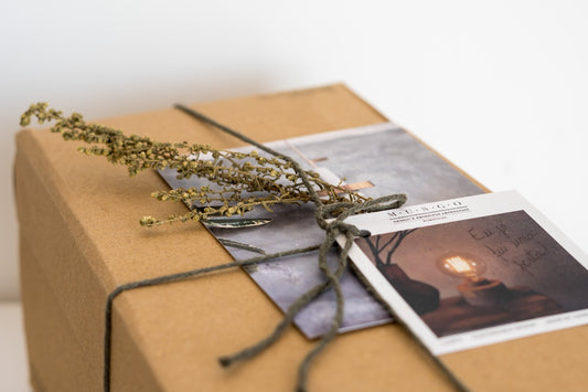 A wrapped present with a picture of a person on it