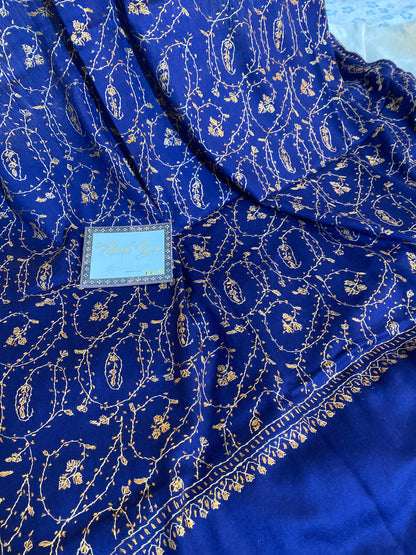 Kashmiri Pashmina Blue Jaladar A