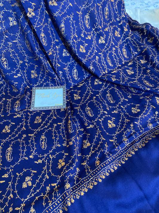 Kashmiri Pashmina Blue Jaladar A