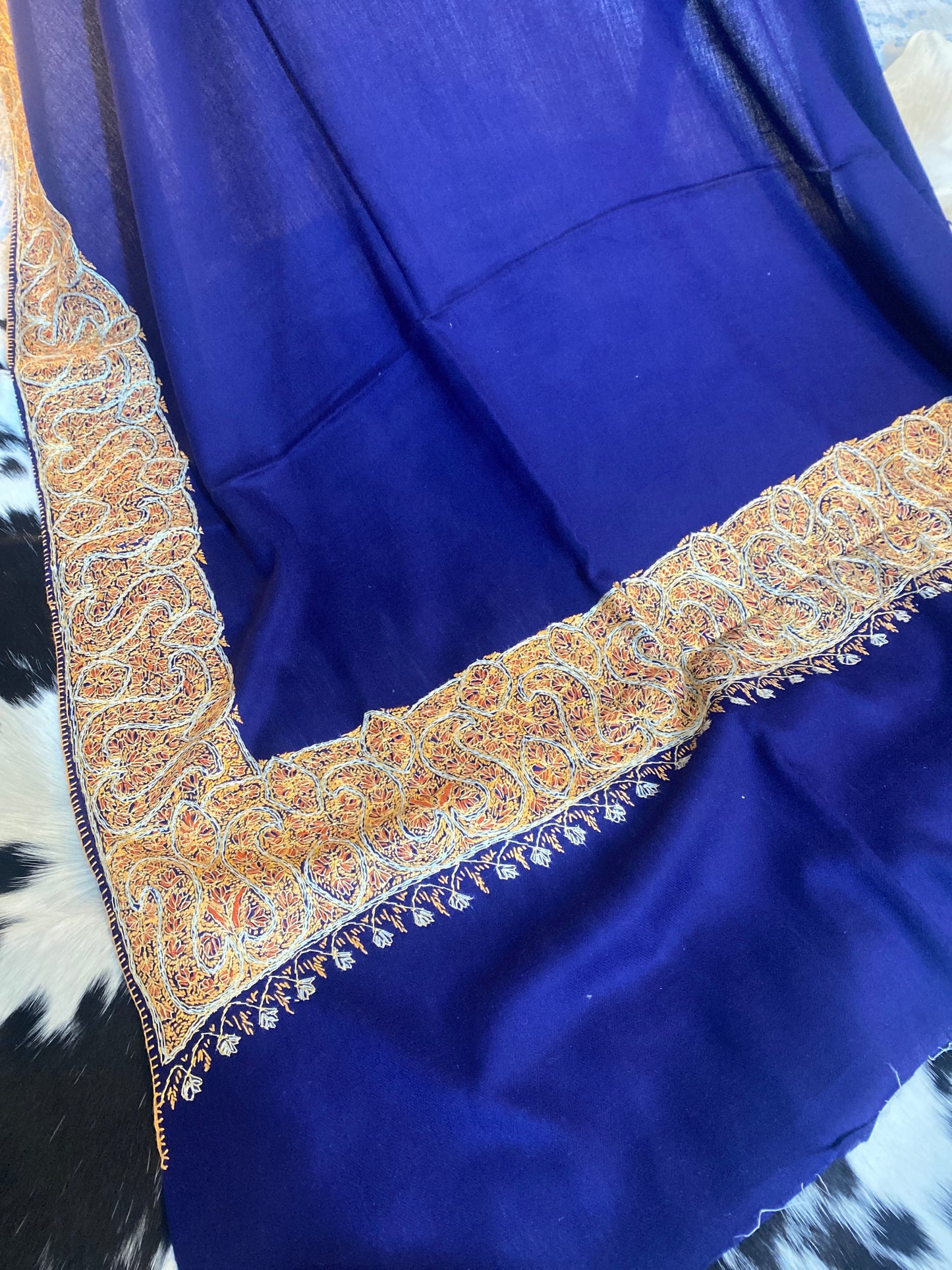 Kashmiri Pashmina Sui Jal Blue F