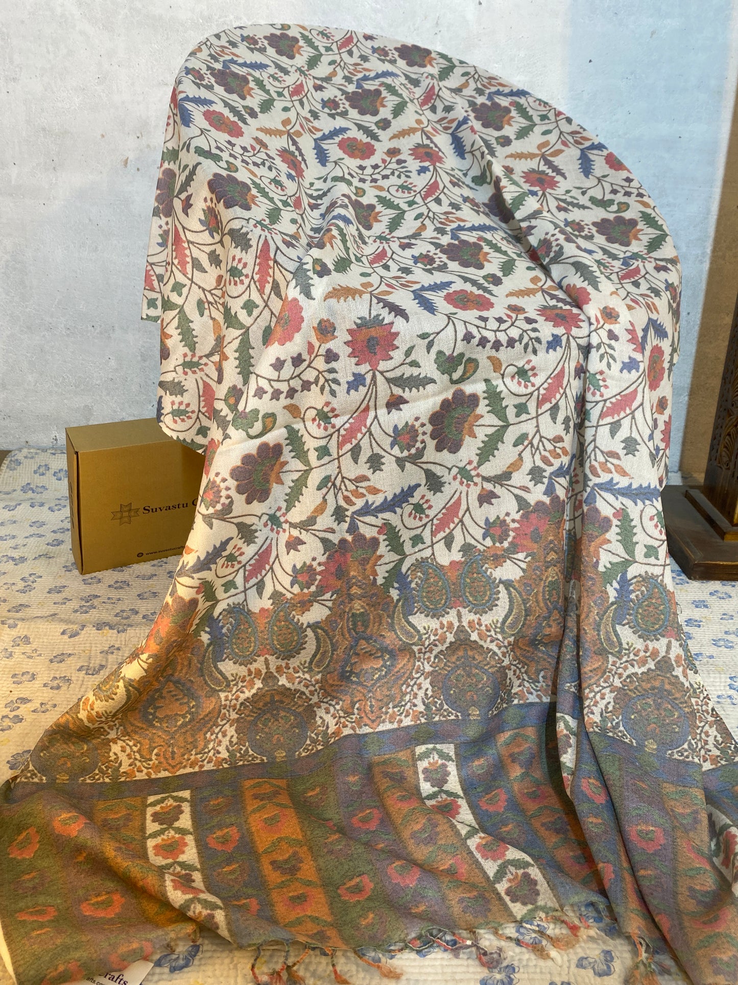 Swati Print Wool Half White D