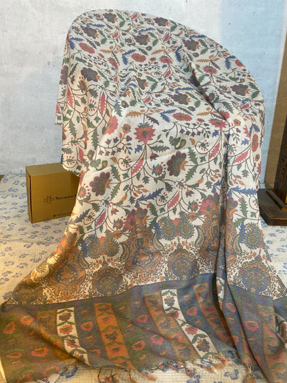 Swati Print Wool Half White D