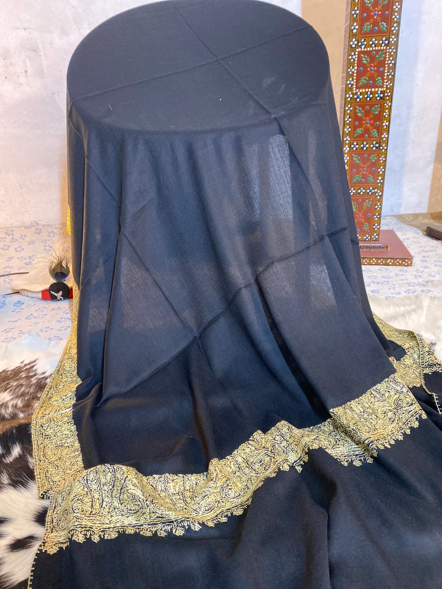 Kashmiri Pashmina Sui Jal Black A