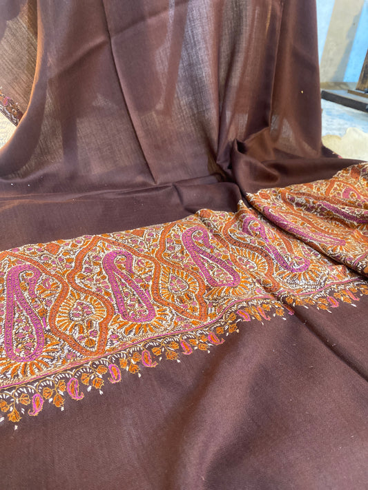Kashmiri Pashmina Jamawar Maroon 10” border