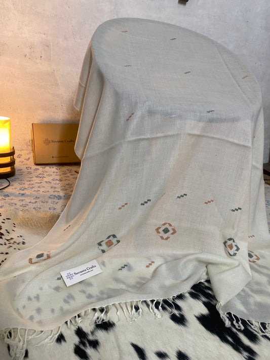 Suvastu Special Kadhi White Shawl C