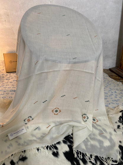 Suvastu Special Kadhi White Shawl C