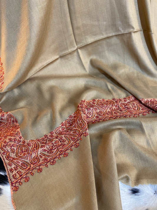 Kashmiri Pashmina Sui Jal Brown B