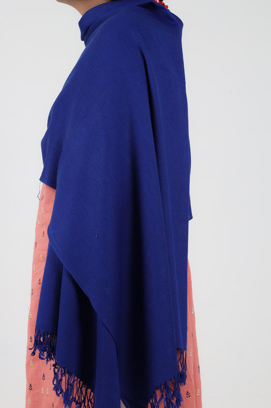 Swati Handloom Plain Navy Blue Shawl
