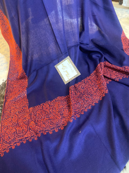 Kashmiri Pashmina Jamawar Blue 8 Inches