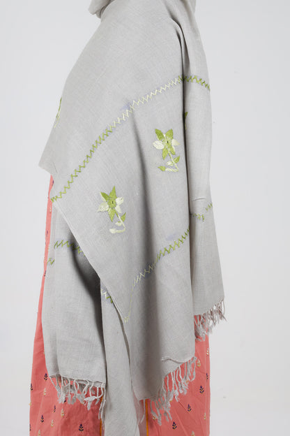Swati Hand Embroidery Wool Gray D
