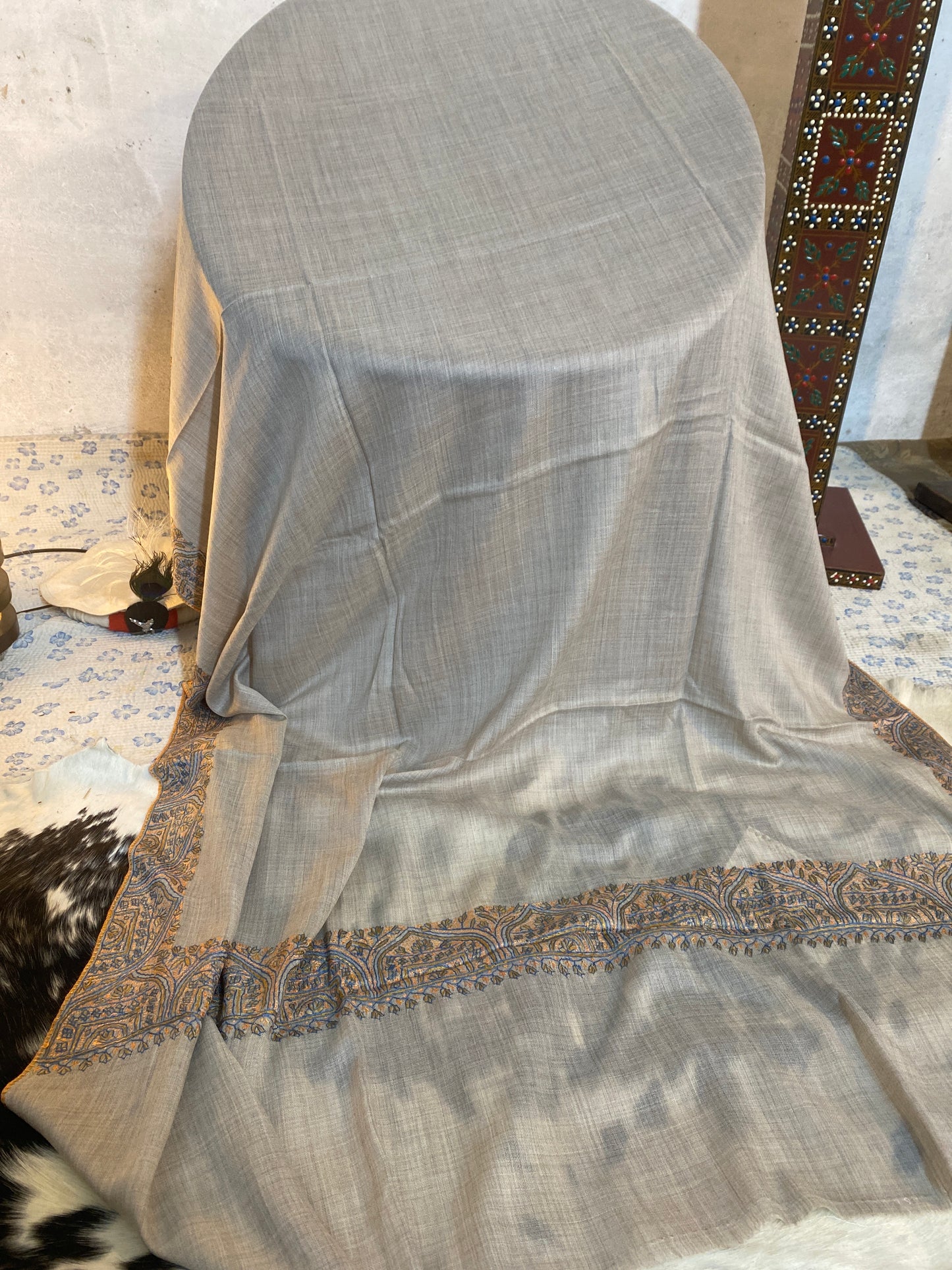 Kashmiri Pashmina Sui Jal Gray A