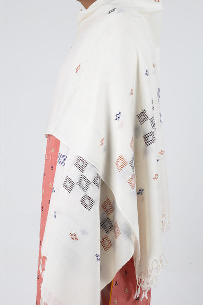 Swati Handloom Kadhi White Shawl A