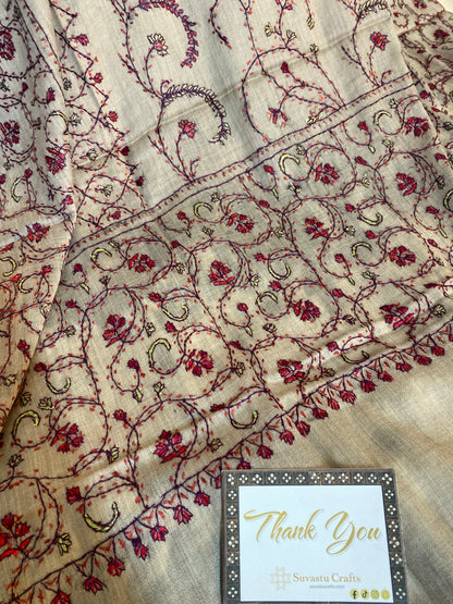 Kashmiri Pashmina Jaladar Brown A