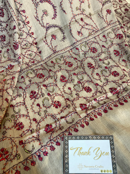 Kashmiri Pashmina Jaladar Brown A