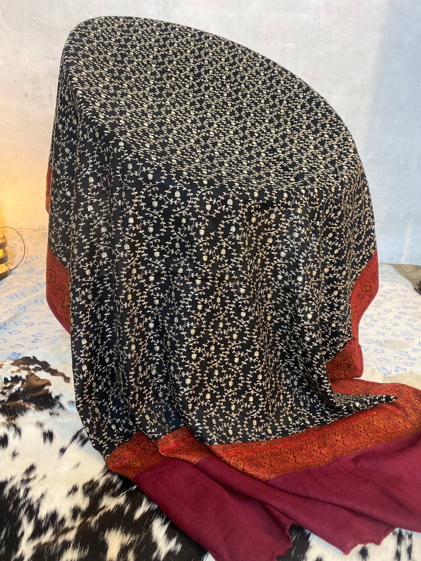 Pashmina Embroidery Shawl Black