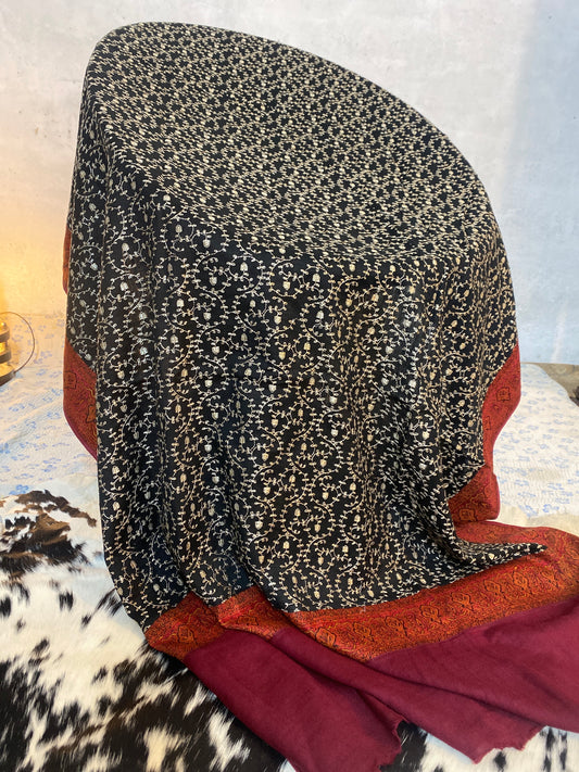 Pashmina Embroidery Shawl Black