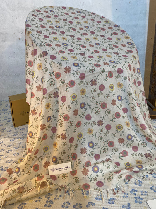 Swati Print Wool Half White E