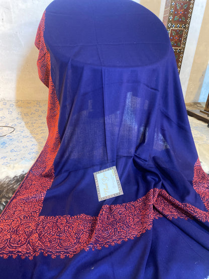 Kashmiri Pashmina Jamawar Blue 8 Inches