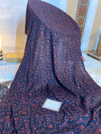 Kashmiri Pashmina Jaladar Black A