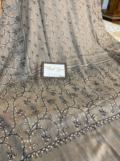 Kashmiri Pashmina Jaladar Gray A