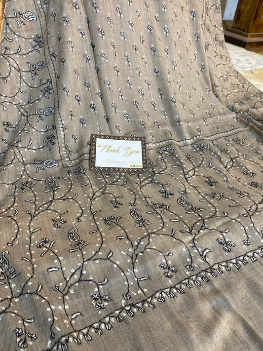 Kashmiri Pashmina Jaladar Gray A