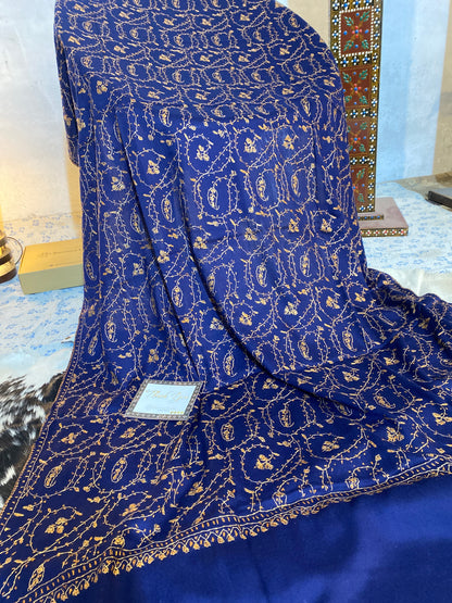 Kashmiri Pashmina Blue Jaladar A