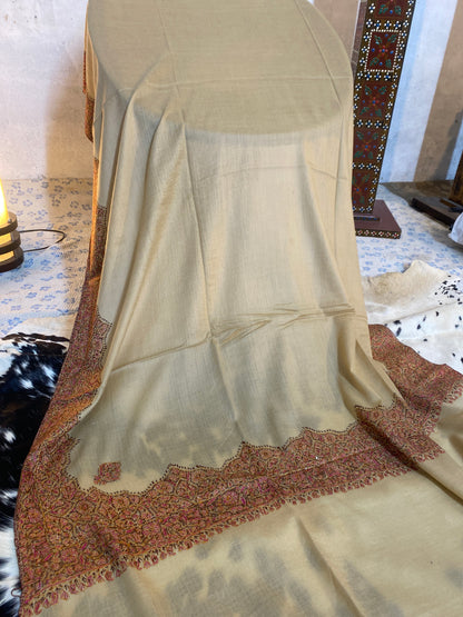 Kashmiri Pashmina Jamawar Brown B 4 Border