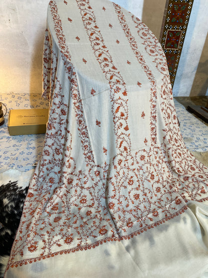 Kashmiri Pashmina Jaladar White A