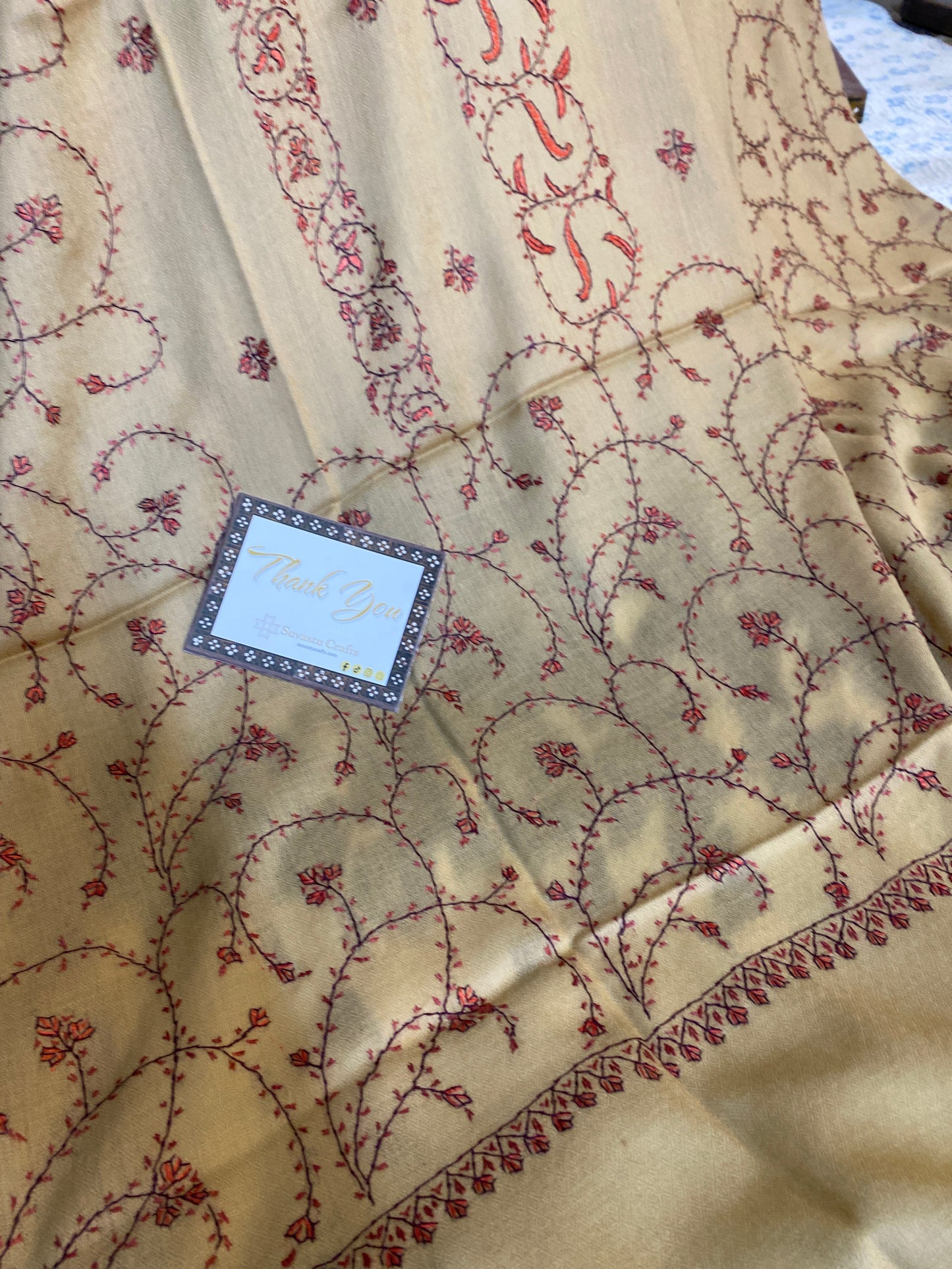 Kashmiri Pashmina Jaladar Brown B