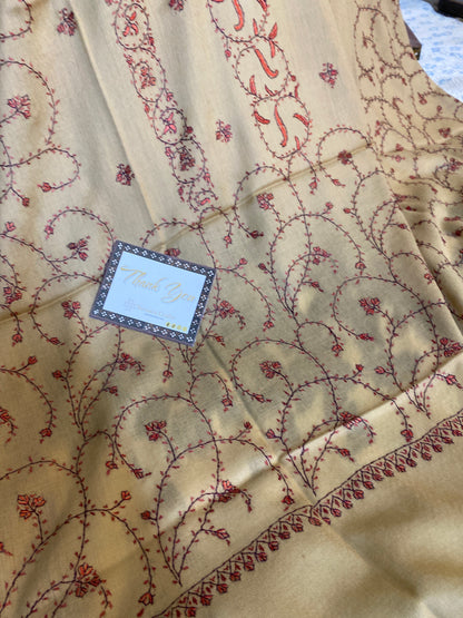 Kashmiri Pashmina Jaladar Brown B