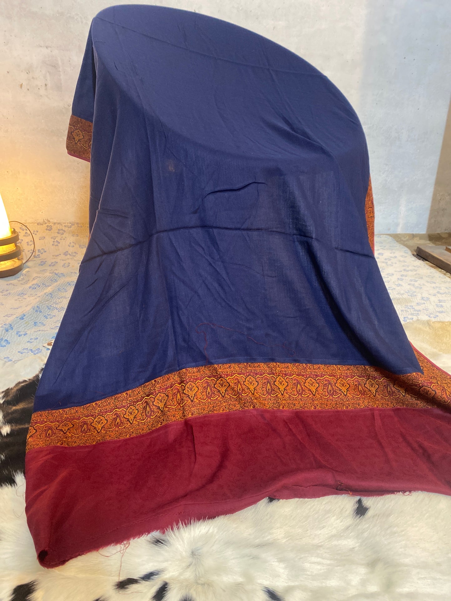 Pashmina plain Blue Shawl A