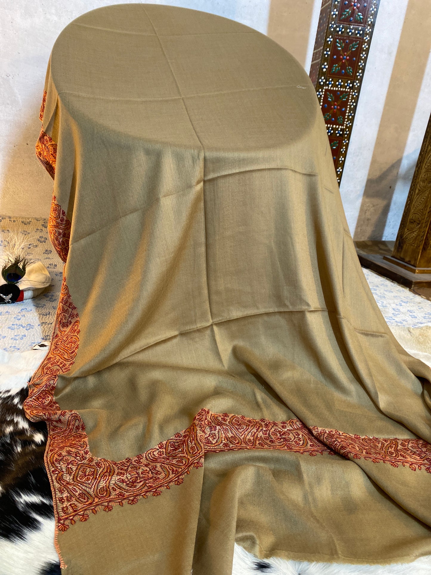 Kashmiri Pashmina Sui Jal Brown B