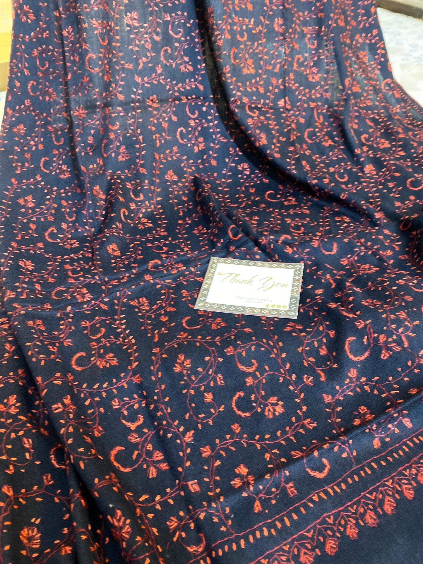 Kashmiri Pashmina Jaladar Black A