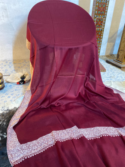 Kashmiri Pashmina Sui Jal Mahroon
