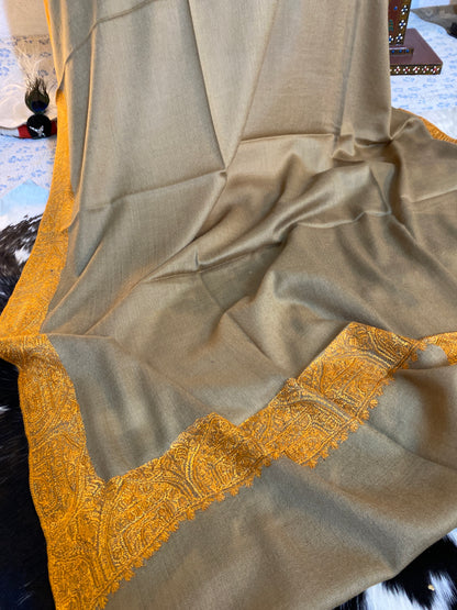 Kashmiri Pashmina Sui Jal Brown D