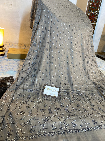 Kashmiri Pashmina Jaladar Gray A