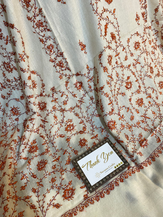 Kashmiri Pashmina Jaladar White A