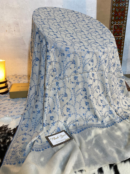 Kashmiri Pashmina Jaladar White B