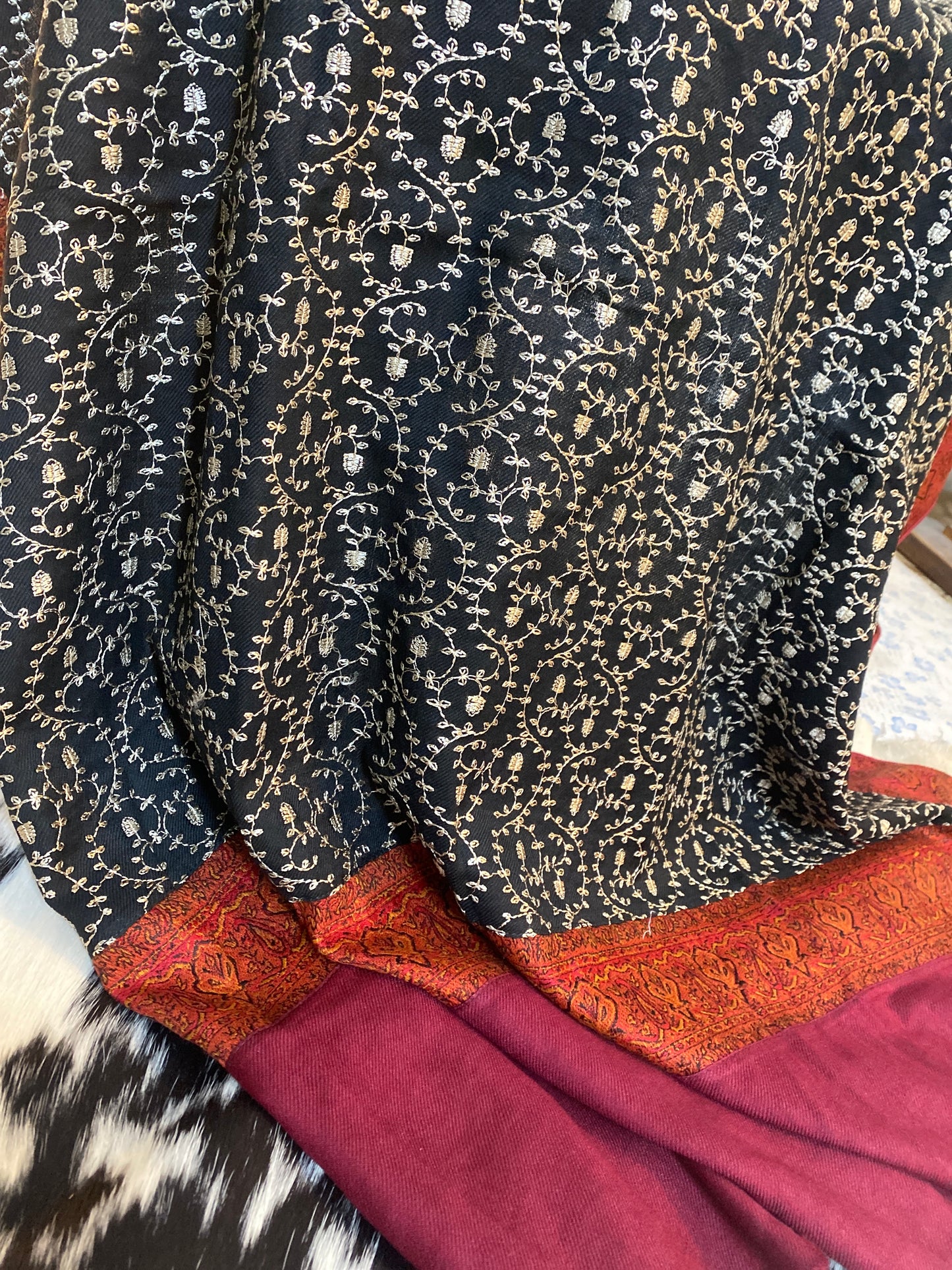 Pashmina Embroidery Shawl Black