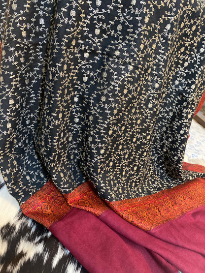 Pashmina Embroidery Shawl Black