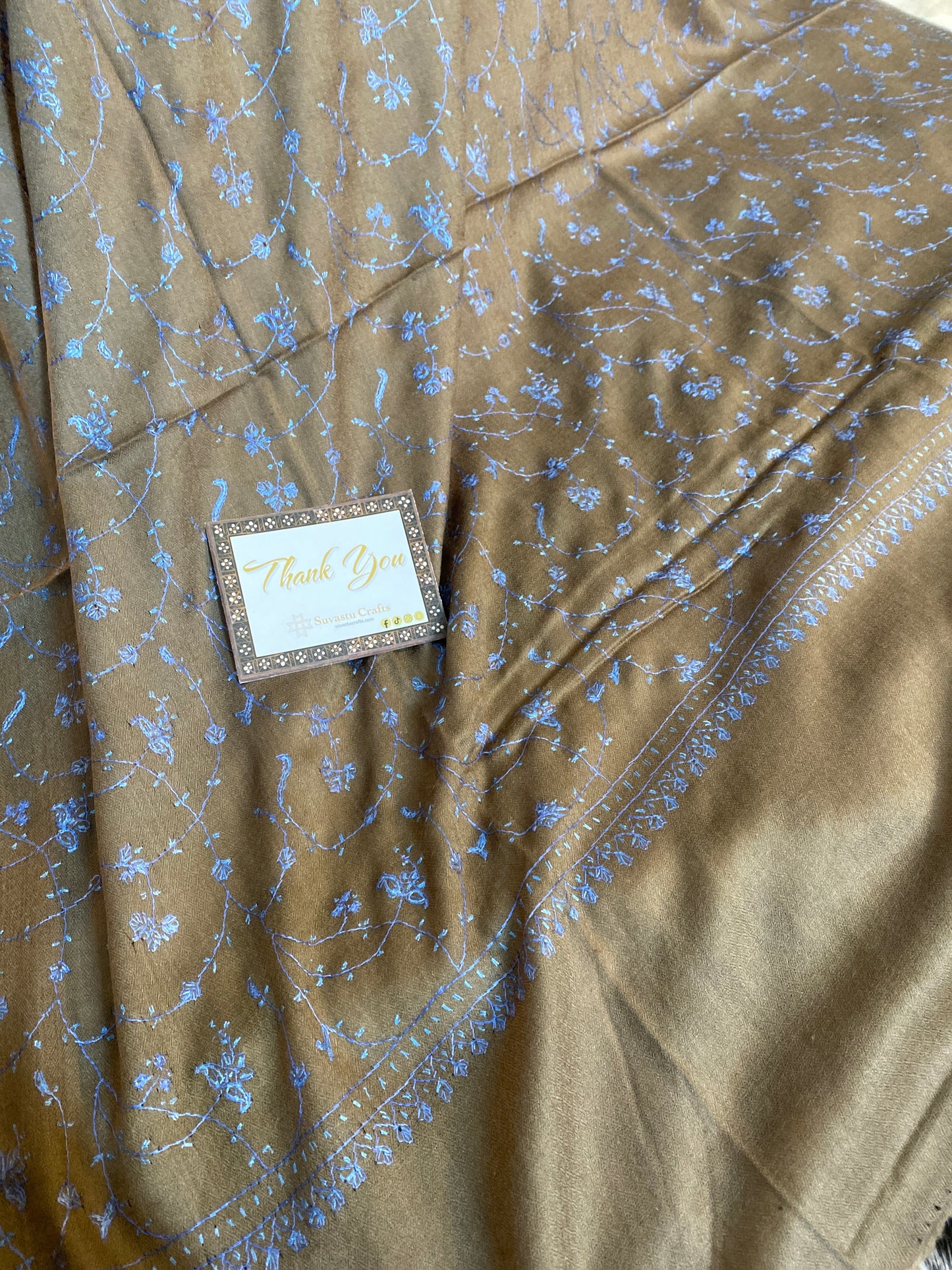 Kashmiri Pashmina Jaladar Charcoal A