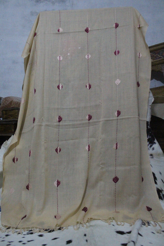 Swati Handloom Embroidery Wool Nude