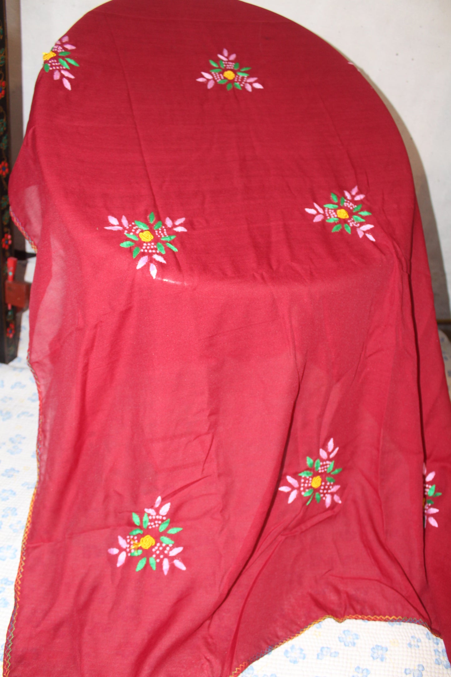 Summer Swiss Shawl Maroon